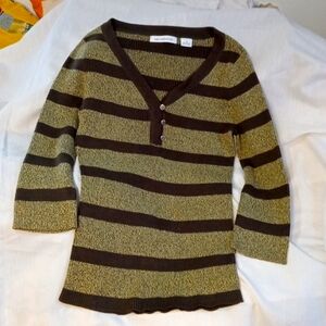 Liz Claiborne Striped Green Sweater